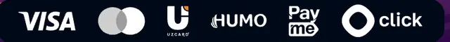 Visa, Mastercard, Uzcard, HUMO, Payme va Click